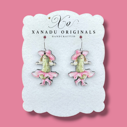 Dancing Cowgirl Pickle Earrings