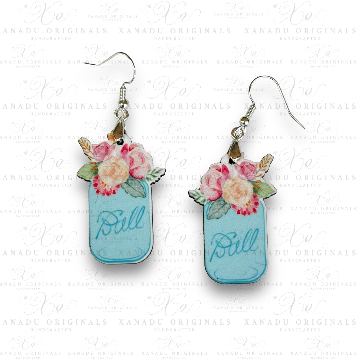 Floral Mason Jar Earrings