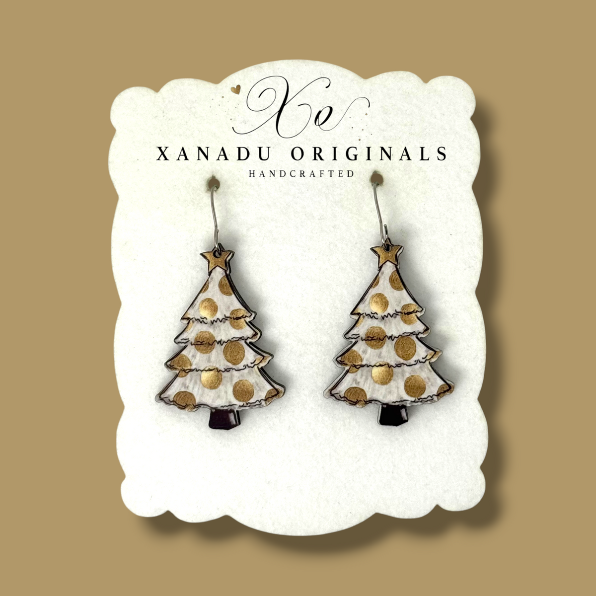 Golden Dot Christmas Tree Earrings Earrings