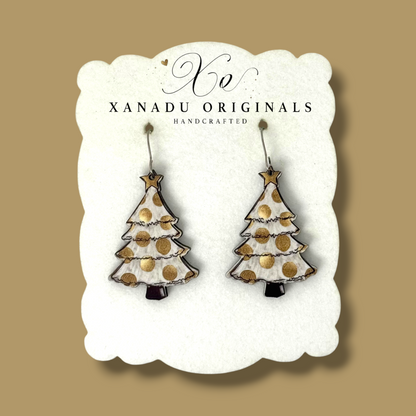 Golden Dot Christmas Tree Earrings Earrings
