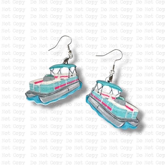 Redneck Yacht Club Pontoon Boat Earrings