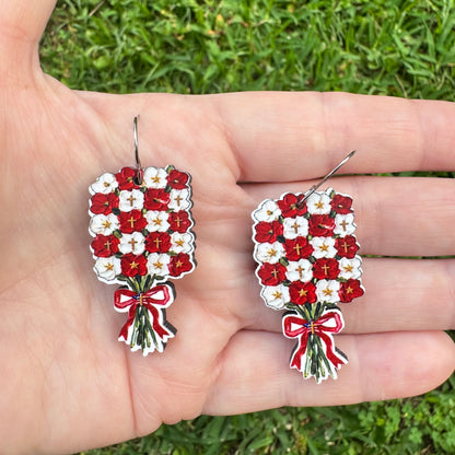 Poppies Floral Bouquet Dangle Earrings