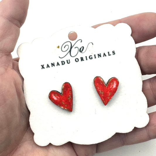 STUD Gold Foiled Red Heart With Post