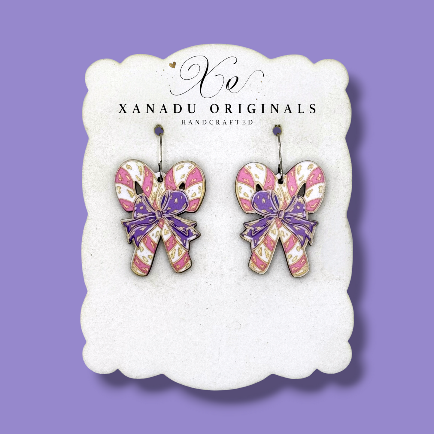 Pink Double Candy Cane Earrings