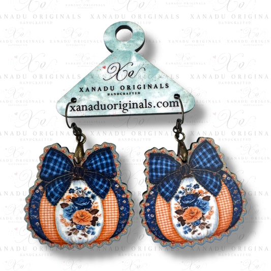 Preppy Floral Pumpkin Earrings