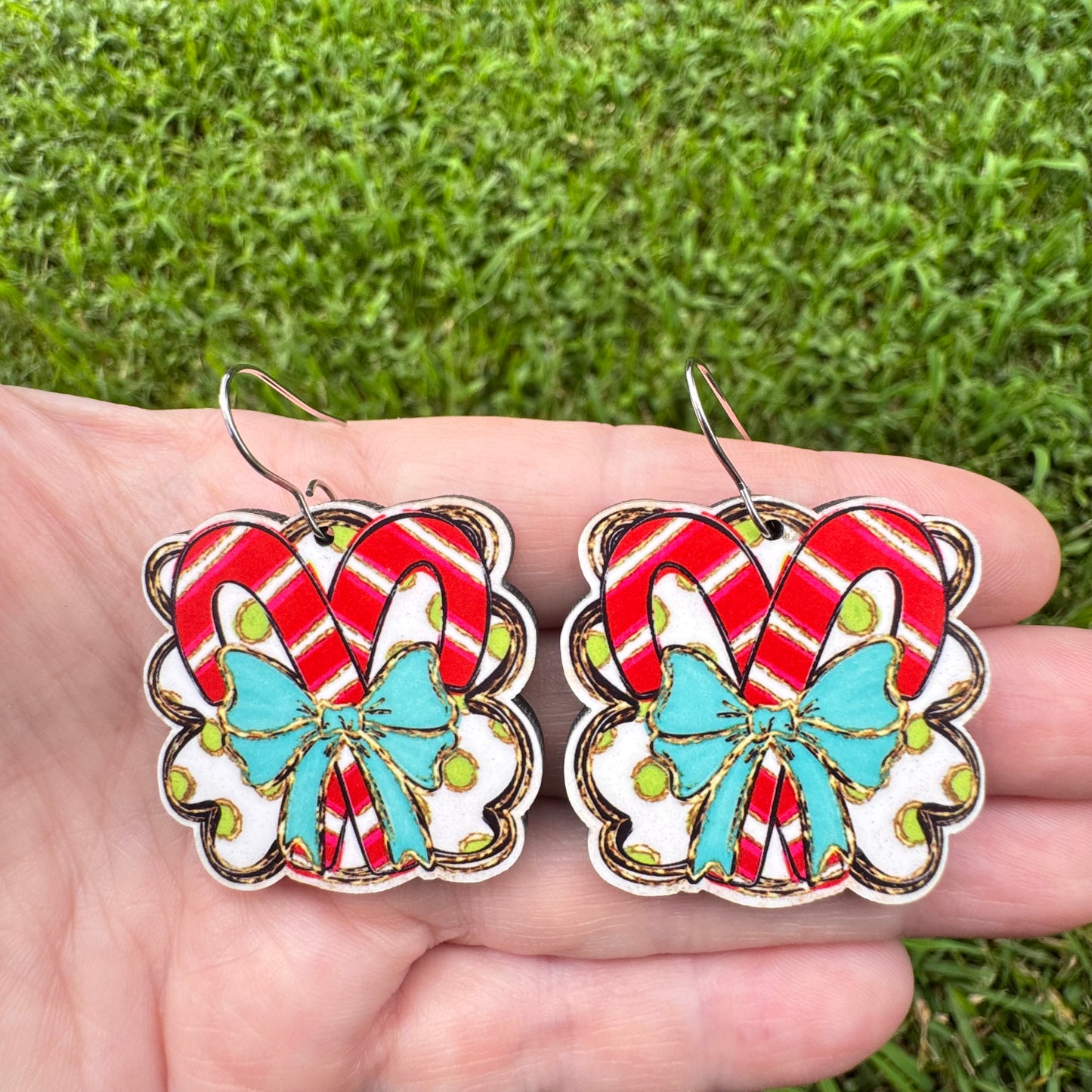 Candy Cane Bow Earrings