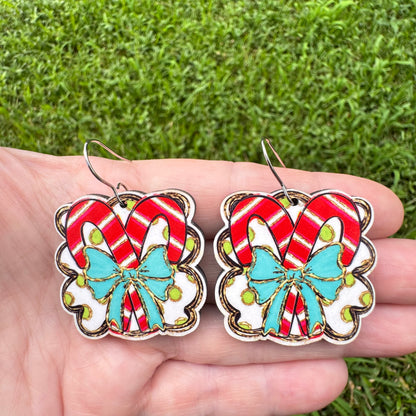 Candy Cane Bow Earrings