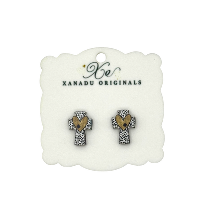 STUD Black and Gold Cross With Post