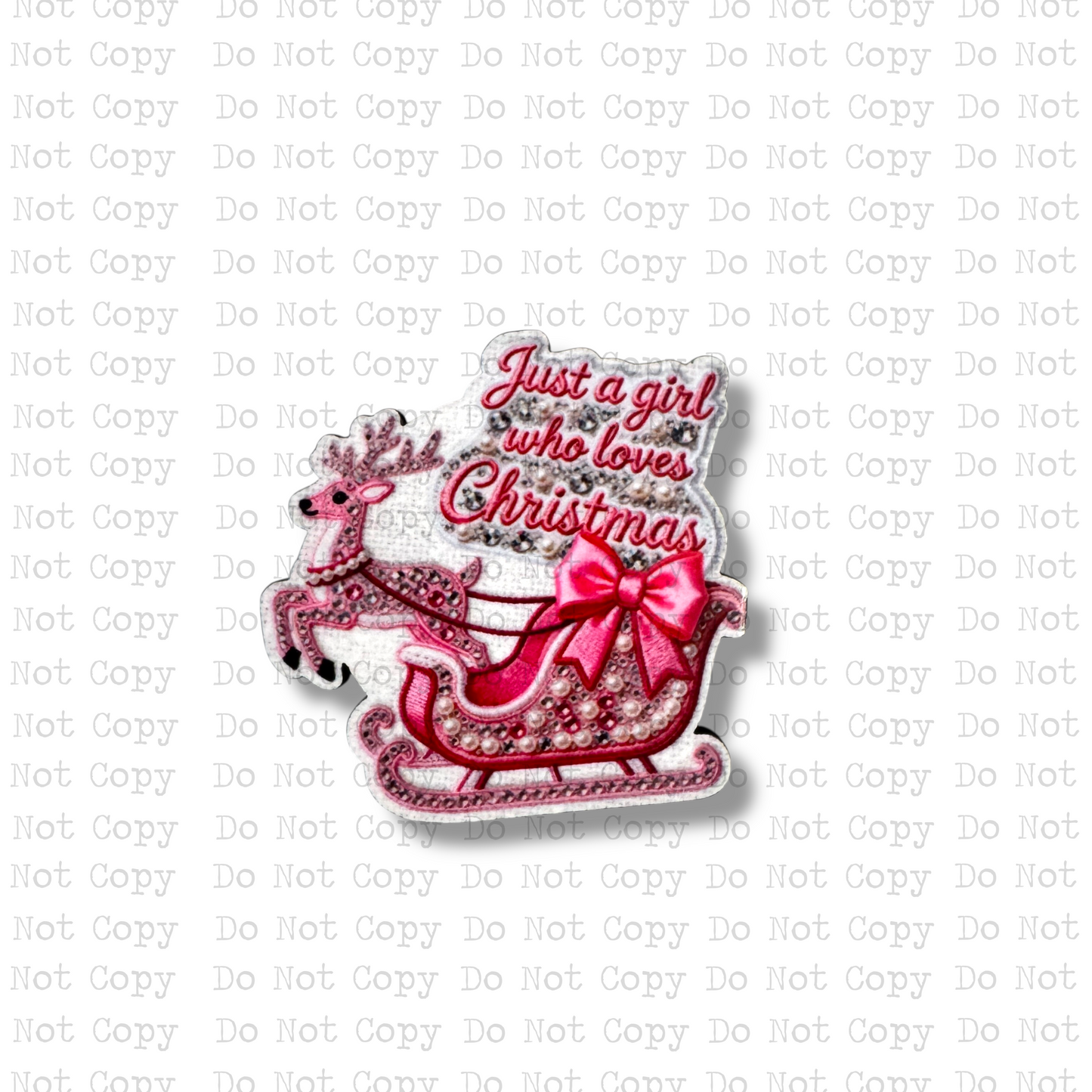 Just A Girl Christmas Interchangeable Badge Button with Reel Option