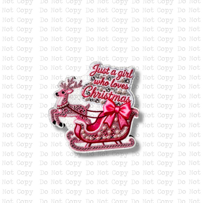 Just A Girl Christmas Interchangeable Badge Button with Reel Option