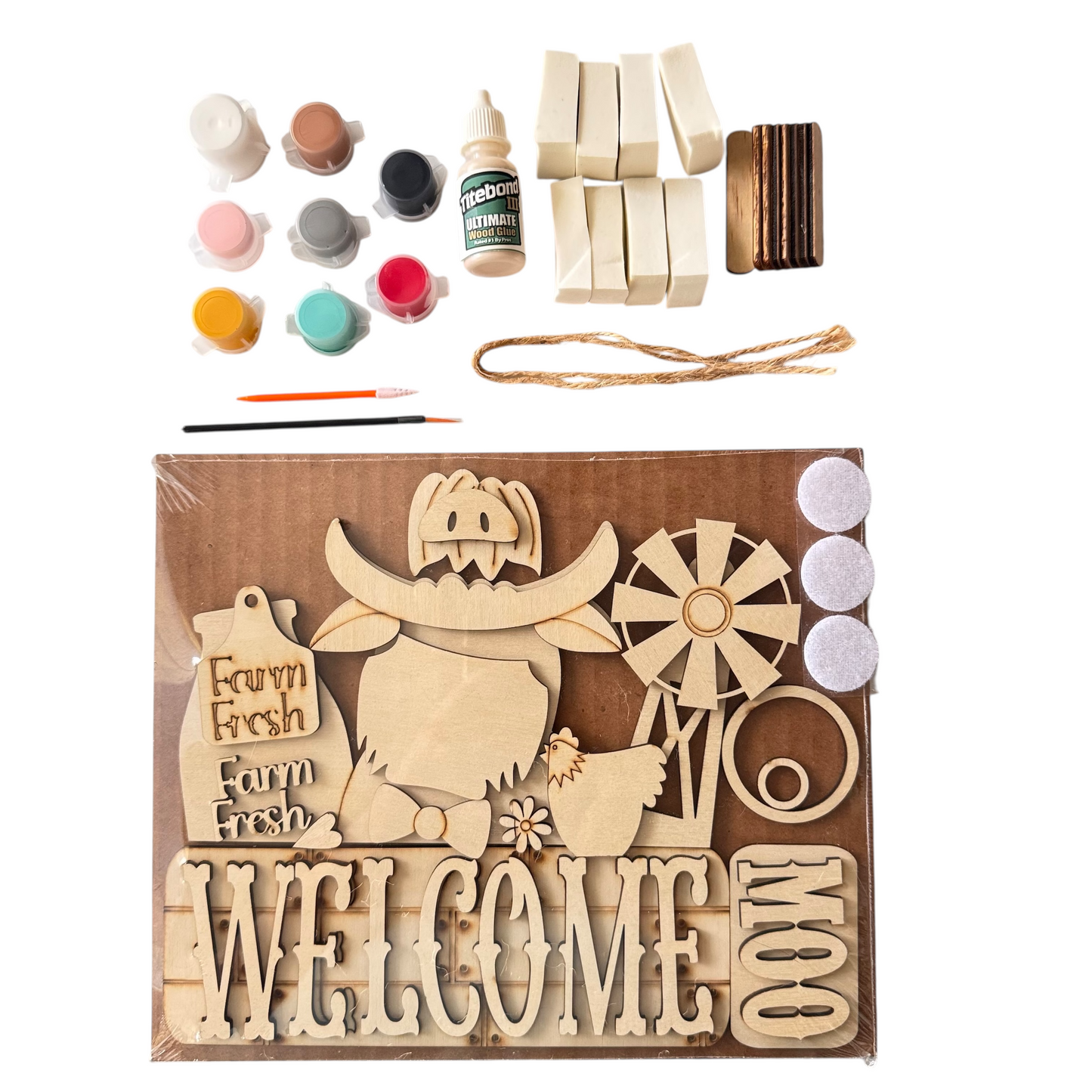 Highland Cow Welcome Interchangeable Add-On Wood Sign | DIY KIT