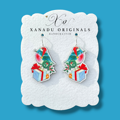 Vintage Bluebird Christmas Earrings