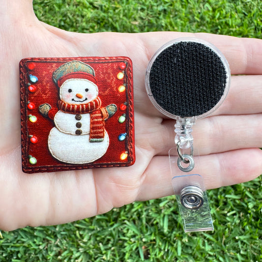 Snowman Tapestry Interchangeable Badge Button with Reel Option