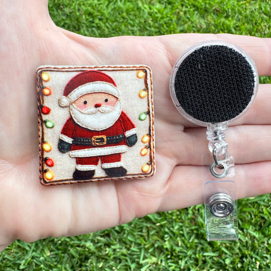 Santa Tapestry Interchangeable Badge Button with Reel Option