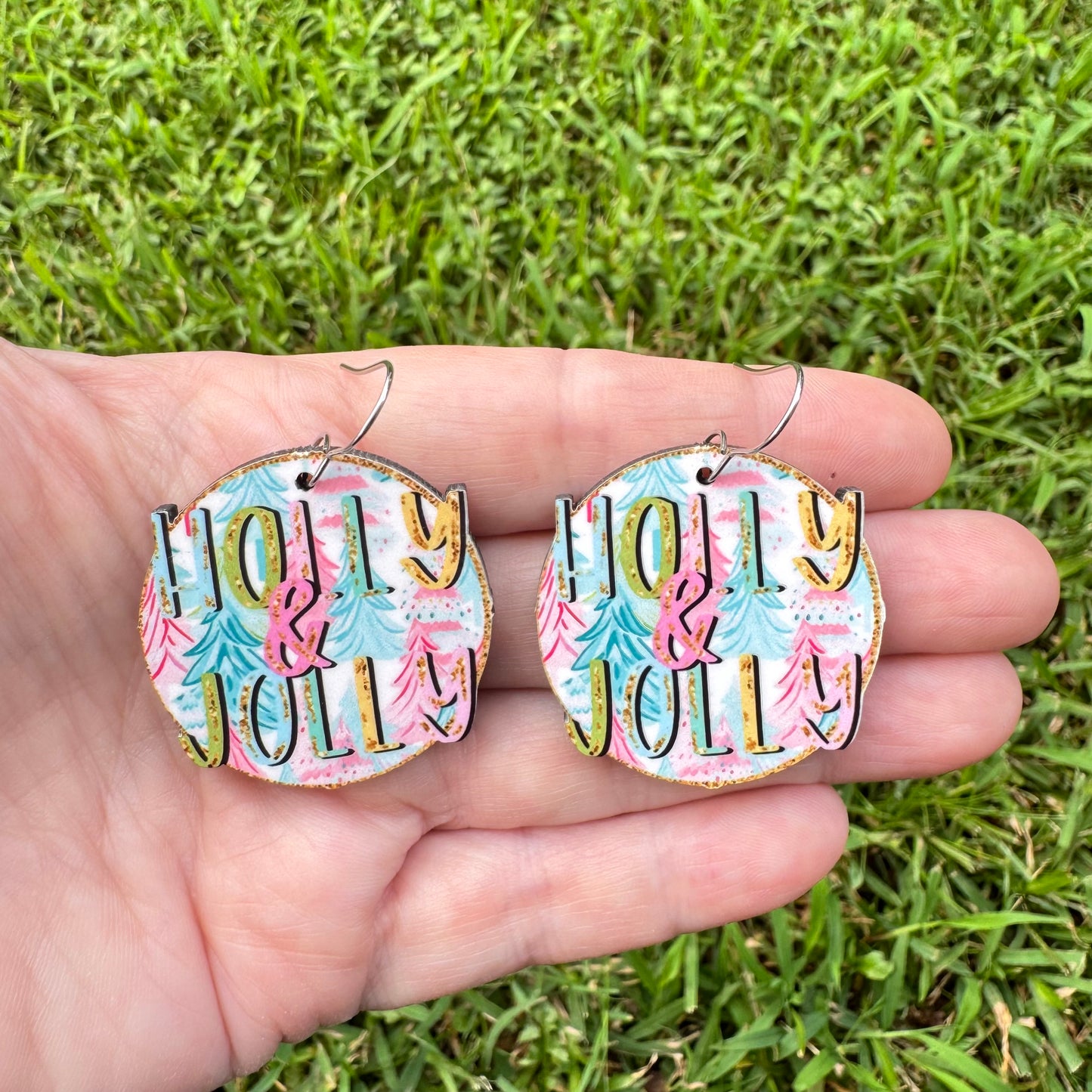 "Holly & Jolly" Retro Christmas Tree Earrings