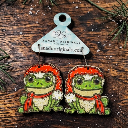 Christmas Frog Dangle Earrings