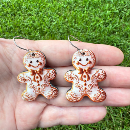 Gold and White Gingerbread Earrings