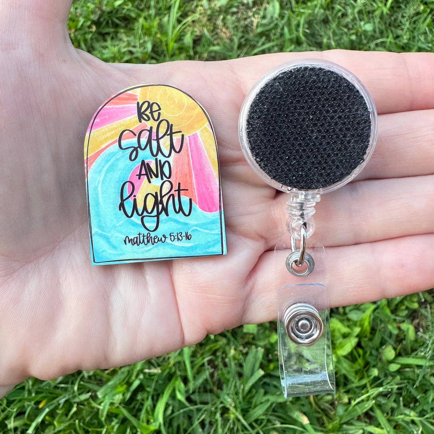 Be Salt and Light Interchangeable Badge Button with Reel Option