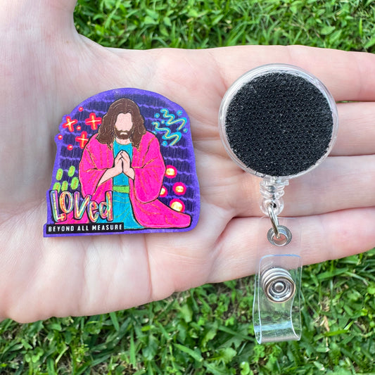 Loved Beyond Measure Interchangeable Badge Button with Reel Option