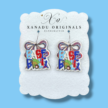 Baseball Coquette Watercolor Earrings