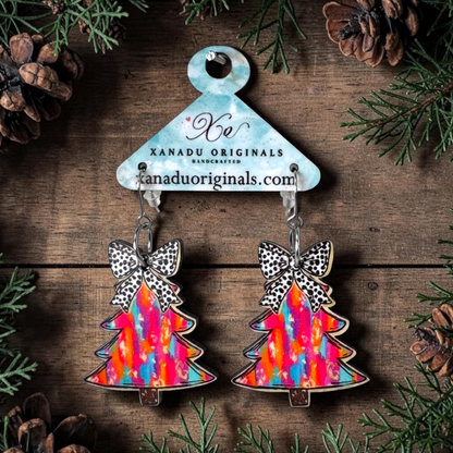Preppy Pink Tree Earrings