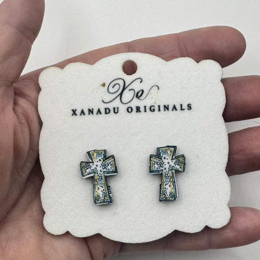 STUD Blue and White Cross With Post