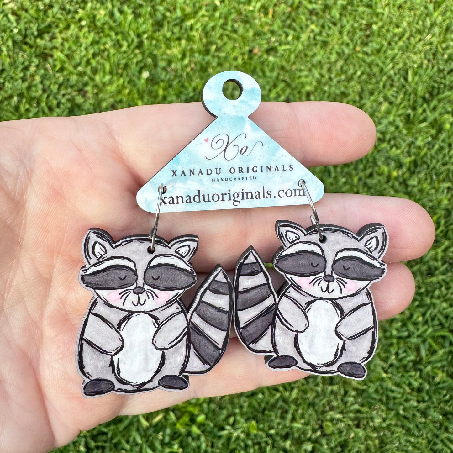 Bashful Raccoon Earrings