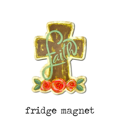 Floral Faith Cross Magnet