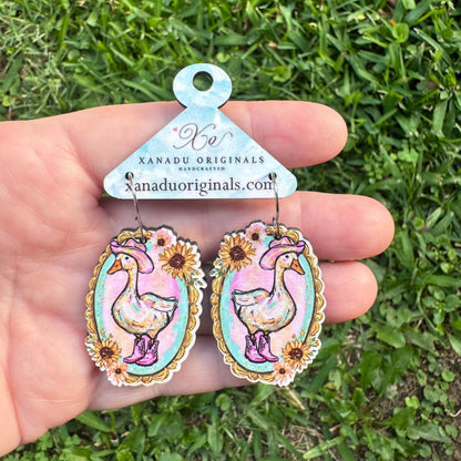 Cowgirl Goose Dangle Earrings