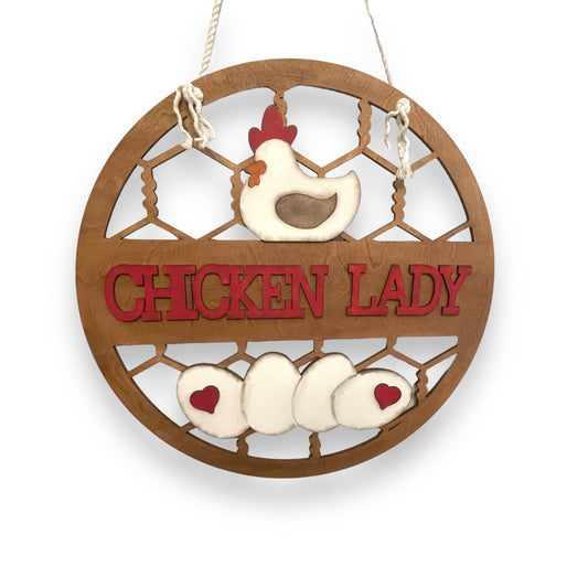 Chicken Lady Door Hanger | 16 IN