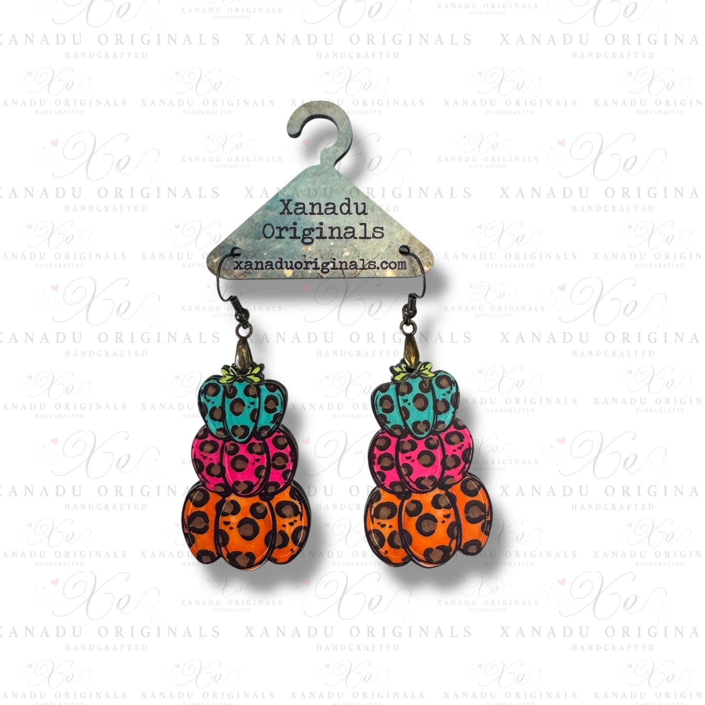 Leopard Pumpkin Stack Earrings