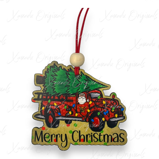 Merry Christmas Fire Truck Ornament