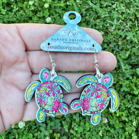 Boho Turtle Dangle Earrings