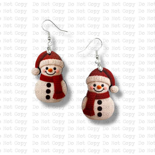 Snowman Yarn Earrings
