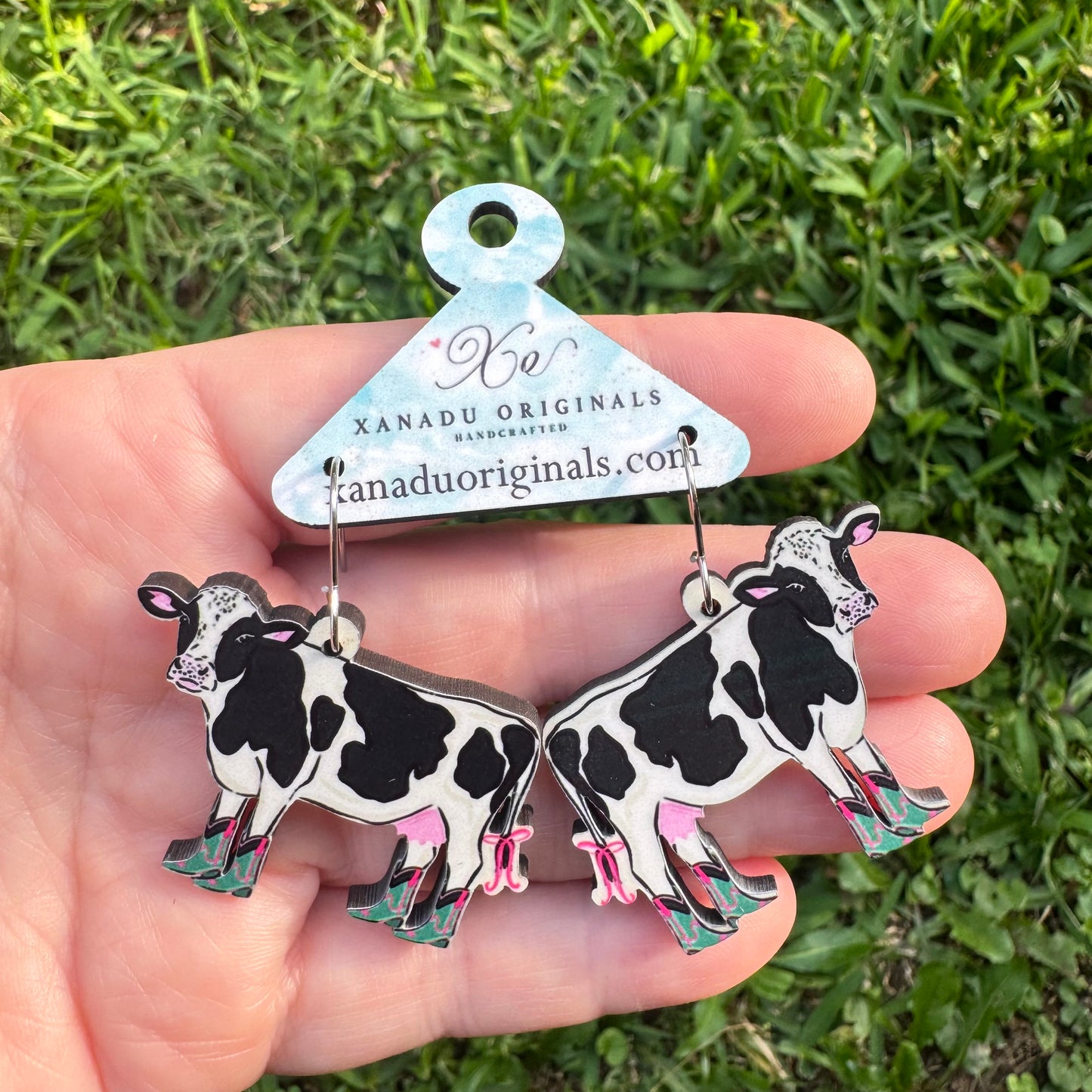 Cow With Boots and Bow Earrings
