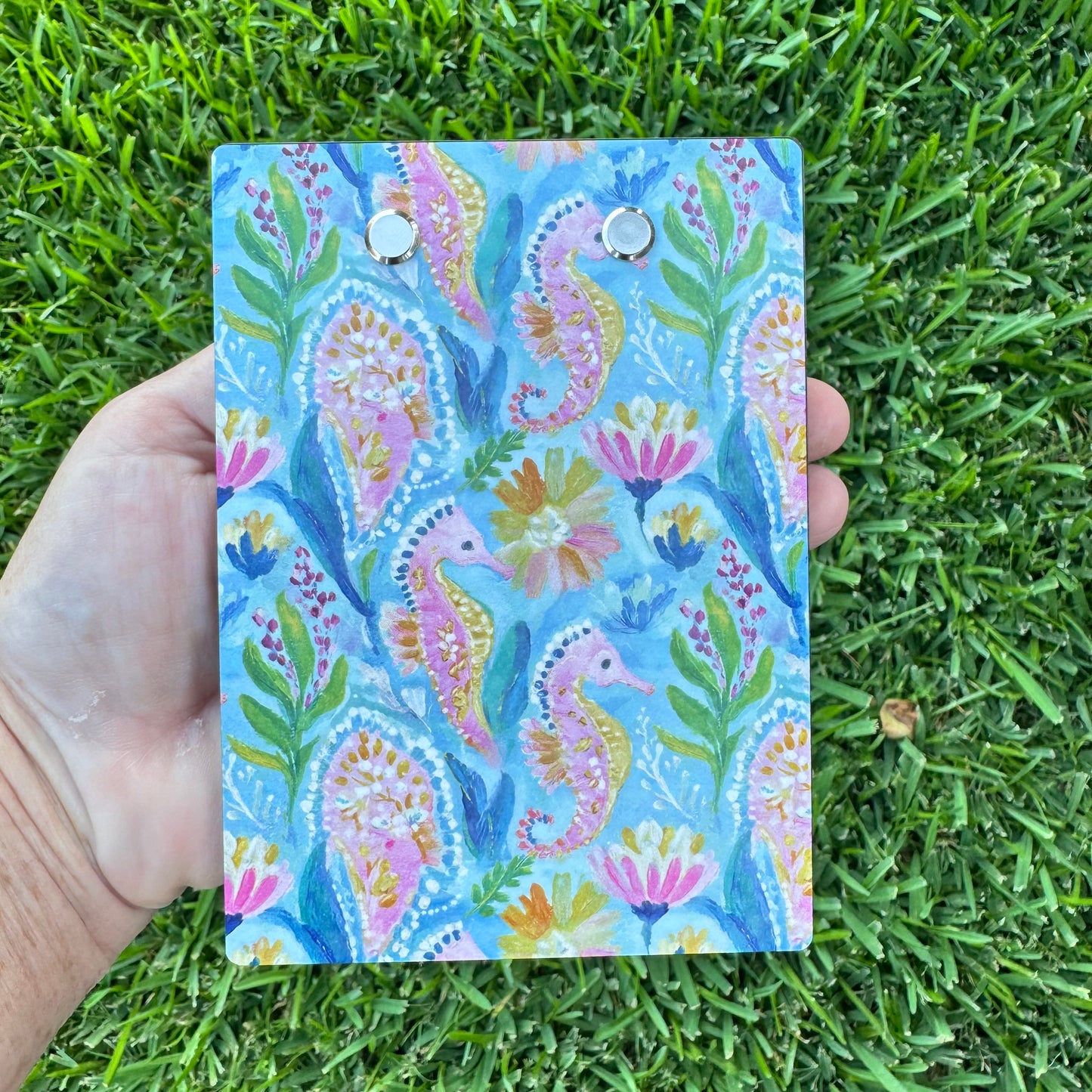 Vibrant Pink Seahorse Mini Clipboard Notepad Holder