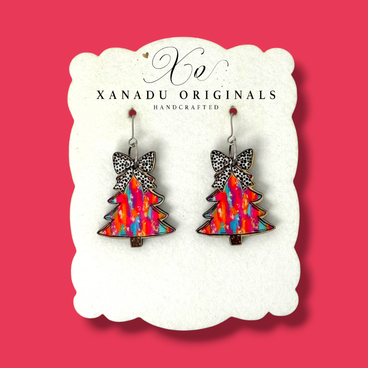 Preppy Pink Tree Earrings