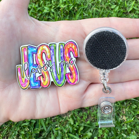 Jesus Loves Me Retractable Badge Reel