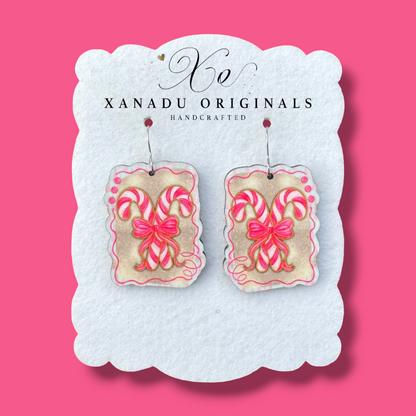 Brushstroke Candy Cane Earrings