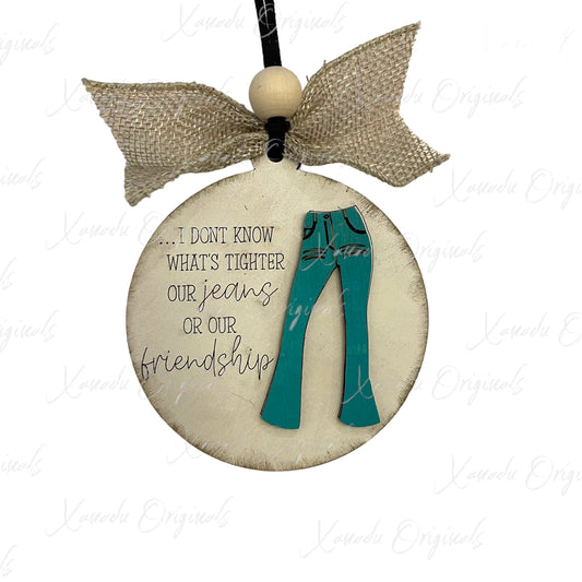 Bell Bottom Teal Jeans Friendship Ornament