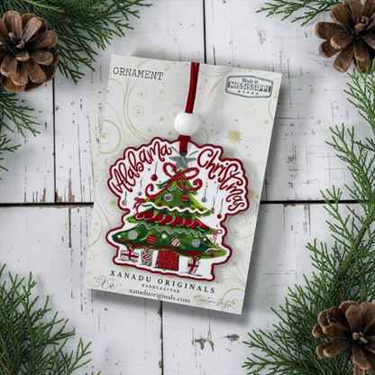 Alabama Elephant Christmas Tree Wood Ornament - Whimsical Southern Gameday Gift