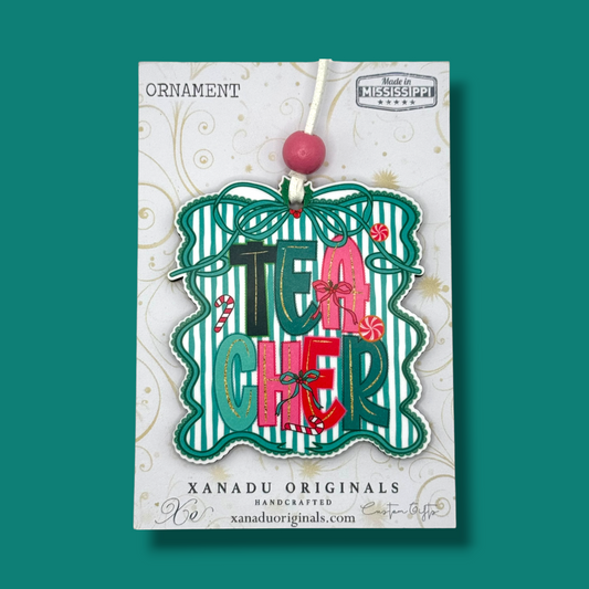 Peppermint Teacher Christmas Ornament
