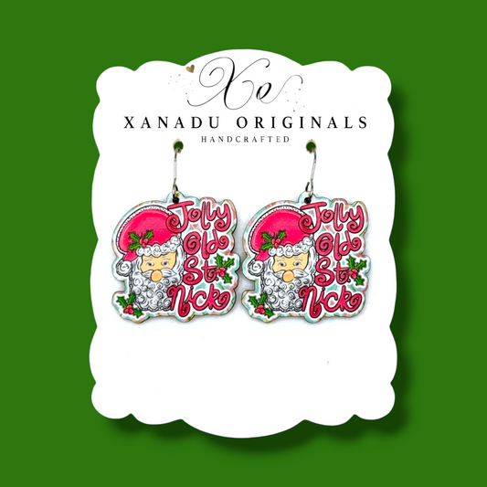 Jolly Old St Nick Dangle Earrings