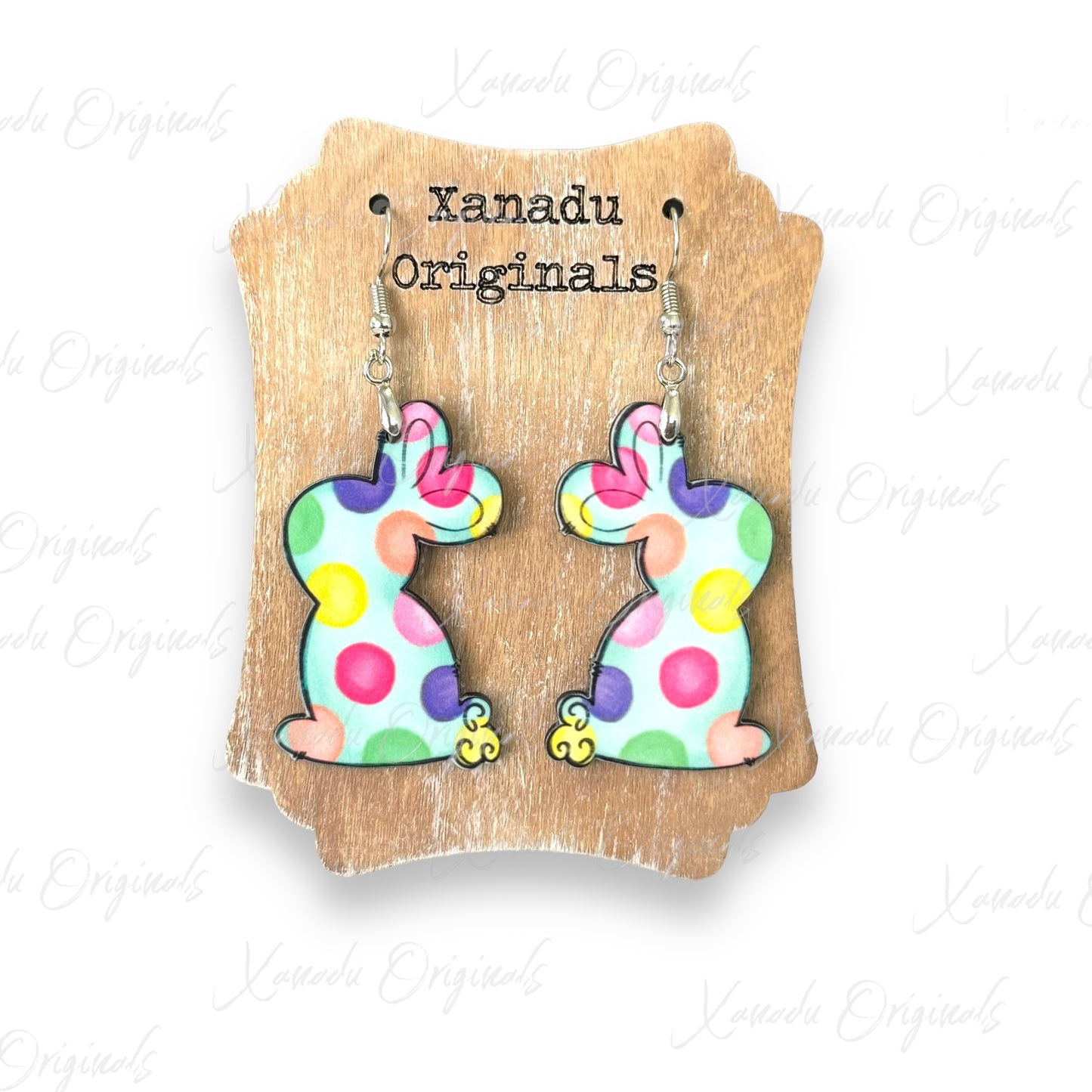 Colorful Polkadot Bunny Earrings