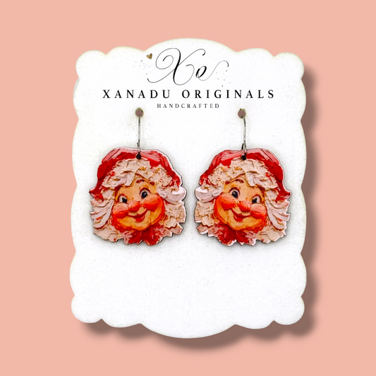 Hand Painted Mrs. Clause Earrings
