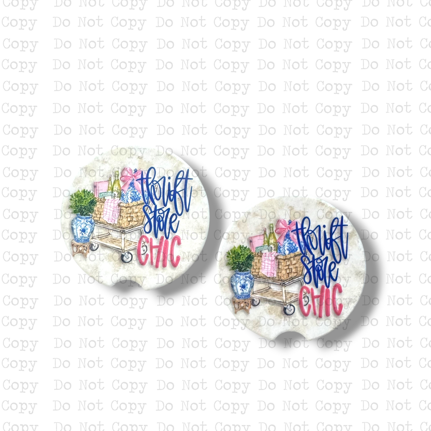 Thrift Store Chic Ceramic Car Coasters