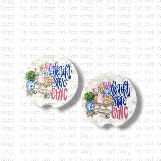 Thrift Store Chic Ceramic Car Coasters