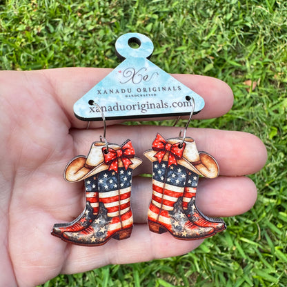 Patriotic Boots Earrings