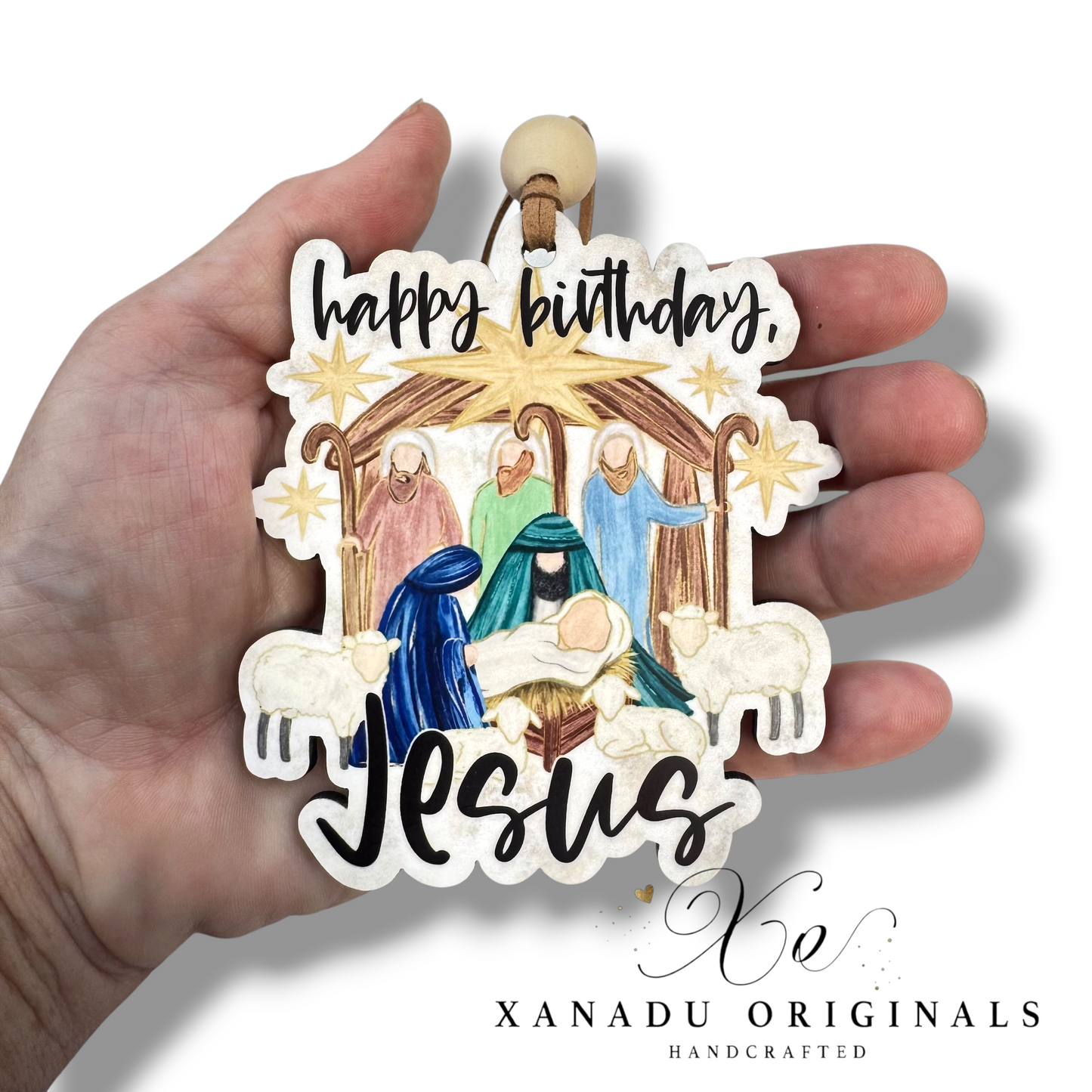 Happy Birthday Jesus Nativity Ornament - Christian Christmas Tree Decoration