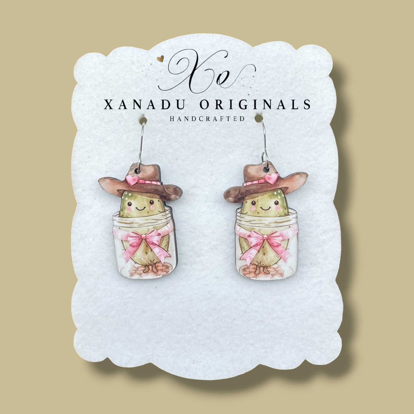 Cowgirl Jar Pickle Earrings